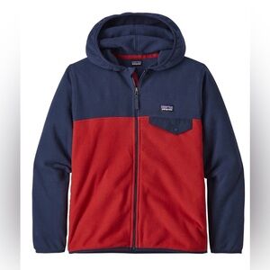 Patagonia Kids' Kids' Micro D Snap-T Jacket Fleece Hoodie in Navy and Red